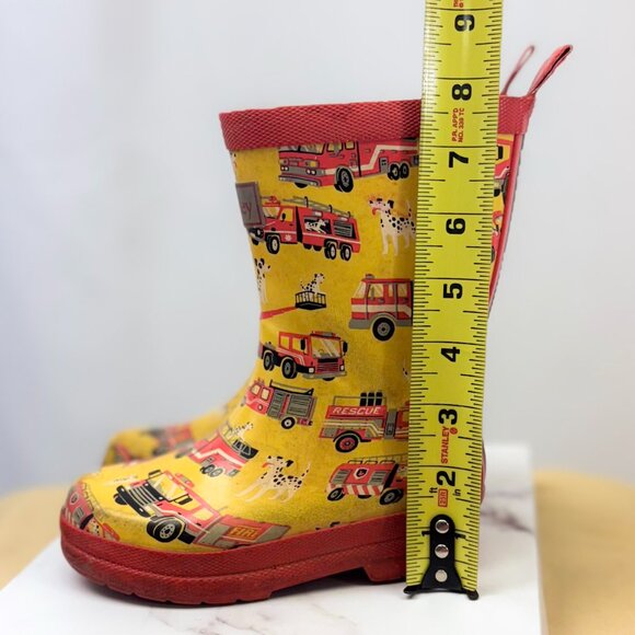 Hatley Kids Rain Boots Fireman Theme Yellow Rubber Boots Fire Engine Dalmatian - Picture 9 of 9
